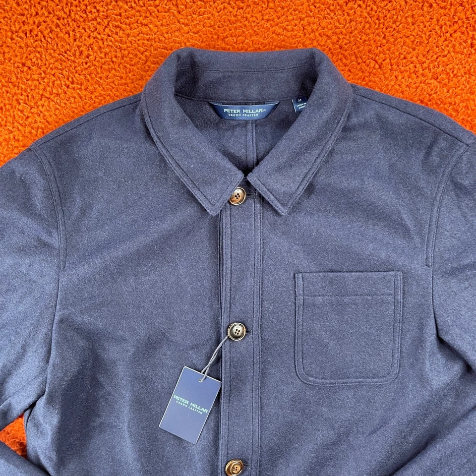 PETER MILLAR Mens MEDIUM Artisan Crafted 100% Cashmere Chore Coat Navy $1295 - Image 3 of 4
