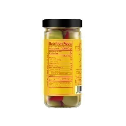 Filthy Cocktail Garnish, Pepper Stuffed Olives, 8.5 Oz Jar, 14 Olives - Afbeelding 2 van 6