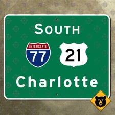 North Carolina Charlotte Interstate 77 US 21 road highway freeway sign 20x16