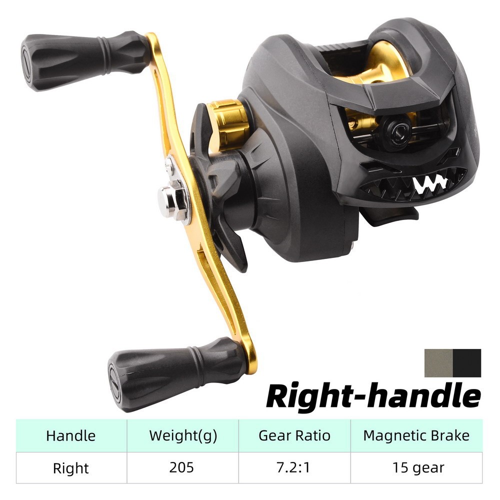 Baitcasting Fishing Reel 7.2:1 High Speed Gear Ratio Max Dra
