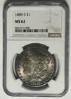 1889 S MORGAN DOLLAR NGC MS 62
