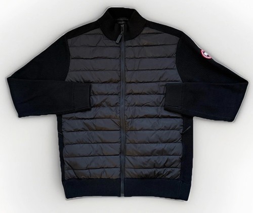 Chaqueta tejida Canada Goose Hybridge polar cremallera insignia roja en negro grande L