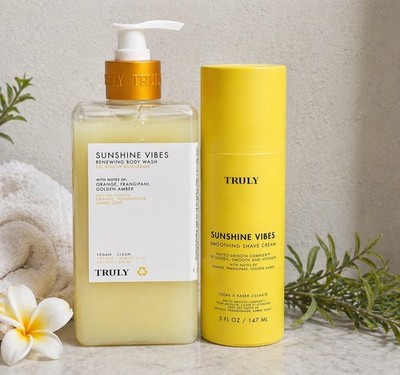 Truly Beauty Sunshine Vibes Body Wash 16 Oz and Shaving Cream  4 Oz Set New