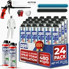 Spray Foam Insulation Kit (24 x 32.80 oz./480 Bd ft) Heat and Acoustic Insulatio