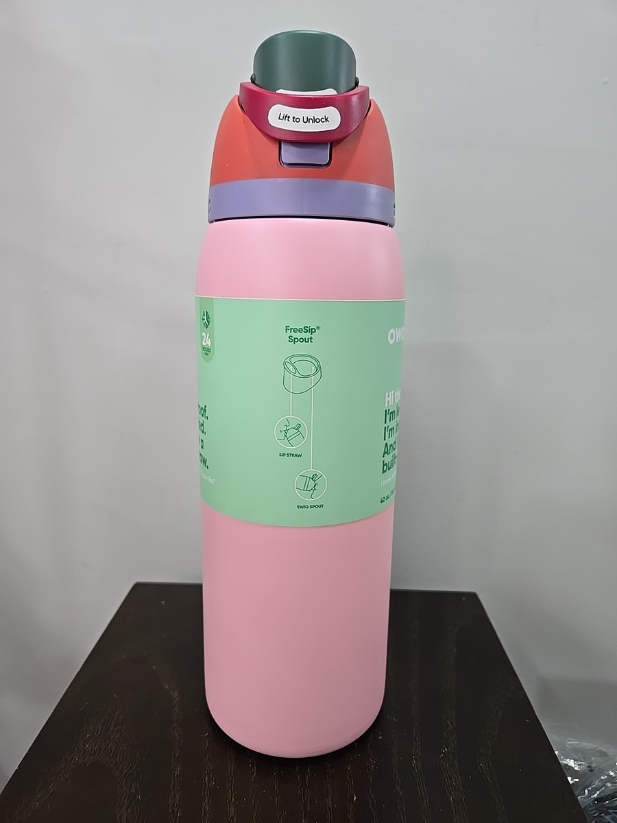 Owala FreeSip Stainless Steel Water Bottle / 40oz / Color: Sugar