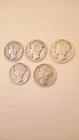 Five Mercury Dimes '41 '42(2) '44 and '45. Only ship to 48 continental states.