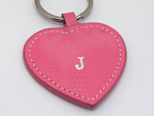 Pink Heart Monogram Letter "J" Keyring
