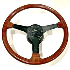 Izumi Wood Rimmed 3 Spoke Vintage Car Steering Wheel W Luisi Center And Hub