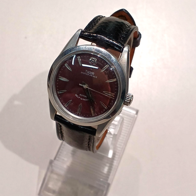 VINTAGE TUDOR OYSTER-PRINCE 7965 BIG ROSE BURGUNDY DIAL ROLEX CASE