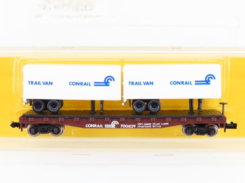 Coche plano Atlas 3742 CR Conrail escala N #700829 con remolque de 40'  | Condition: Used