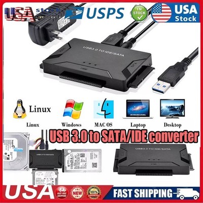 USB 3.0 to IDE & SATA Converter External Hard Drive Adapter Kit 2.5''/3.5'' Cable
