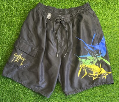 Guy Harvey AFTCO Men L Surf Boardshorts Swim Trunks Swordfish