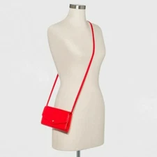 A New Day Womens Wallet on a String Crossbody Bag Red Faux Leather Phone Pocket