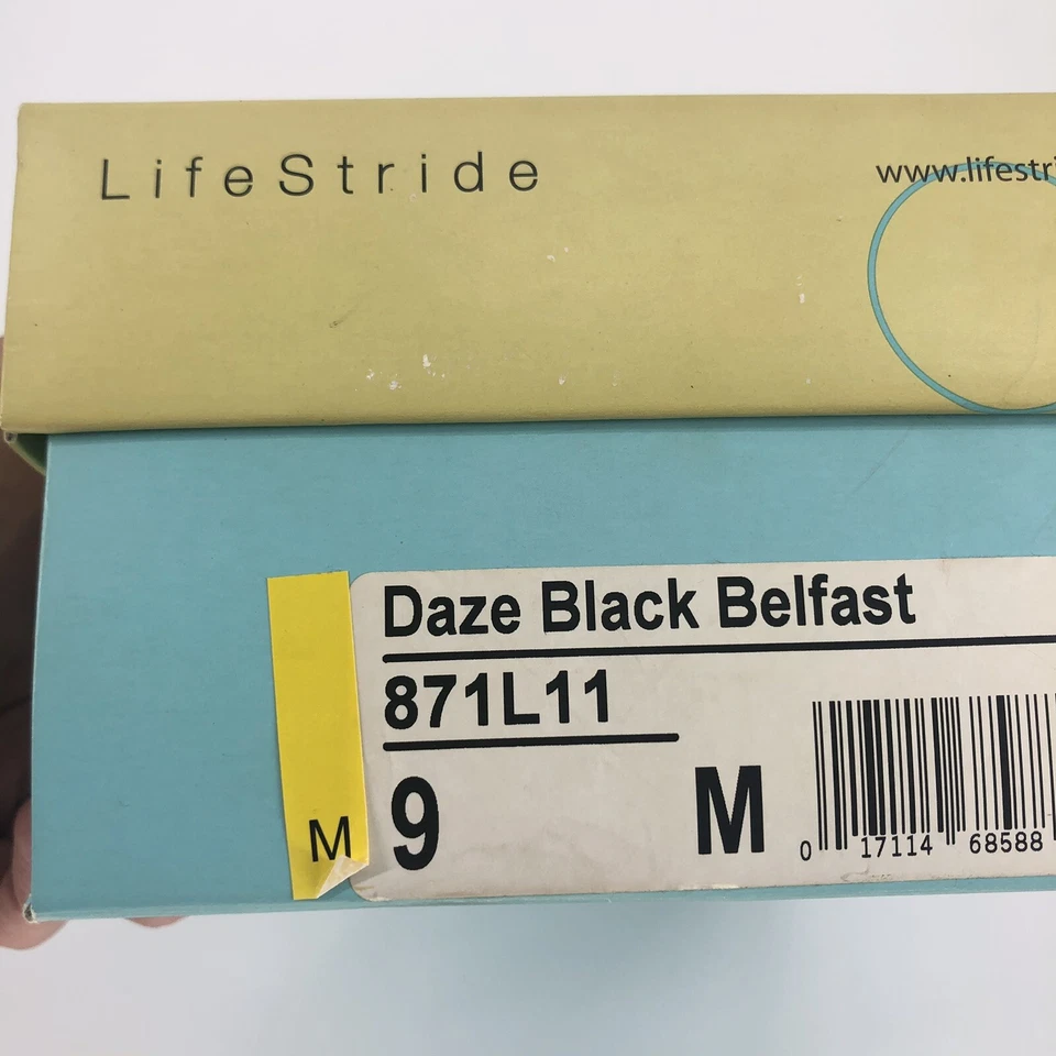 Sandalia mocasín LifeStride para mujer talla 9 de cuero negro cómoda elástica nueva con etiquetas Foto 3 de 4