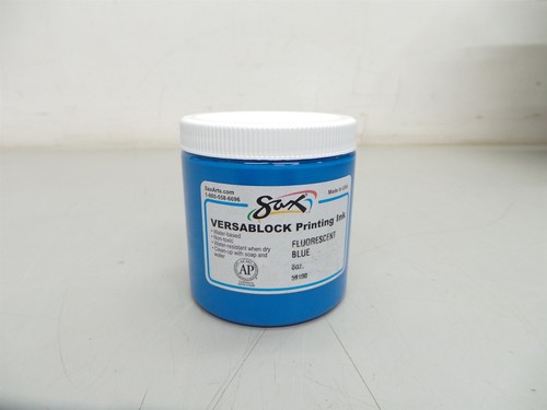 Sax Versablock Printing Ink 59100 8 Oz Fluorescent Blue Water Based New