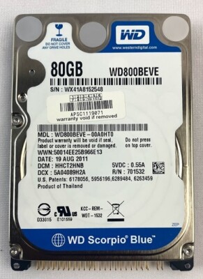 Western Digital WD800BEVE-00A0HT0 Hard Disk Drive