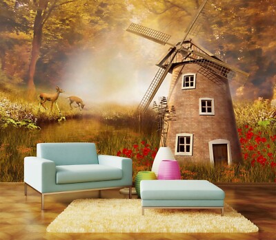 3D Windmill House 1371NA Wallpaper Wall Mural Removable Self-adhesive Fay