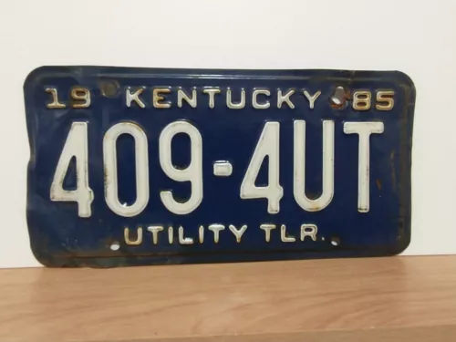 1985 Kentucky UTILITY TRAILER License Plate Tag Original