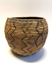 Antique Original Native American Indian Hand Weaved Large Basket; 1880's--1900