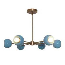 Lustre En Laiton Sputnik À Six Lumières Avec Abat-Jour En Forme D'Œil