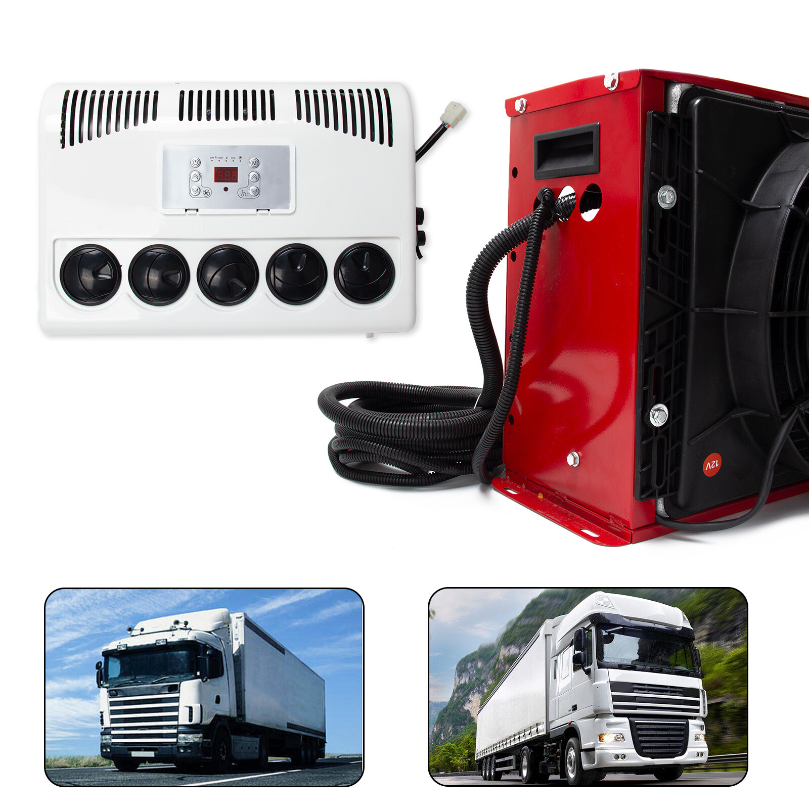 12V Truck Cab Split AC 11000 BTU for Semi Trucks Buses RV Caravan