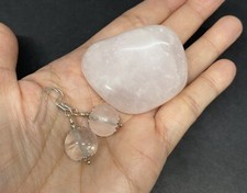 Rose Quartz Genuine Stone Handmade Earrings  Stone set