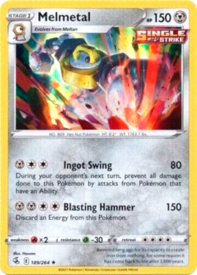 Melmetal Holo Rare Pokemon Fusion Strike TCG Card 189/264