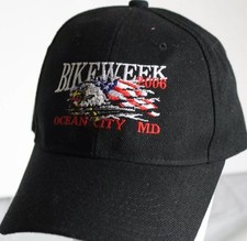 Bikeweek 2006 Baseball Hat Ocean City MD Motorcycle Bald Eagle USA Flag Cap 