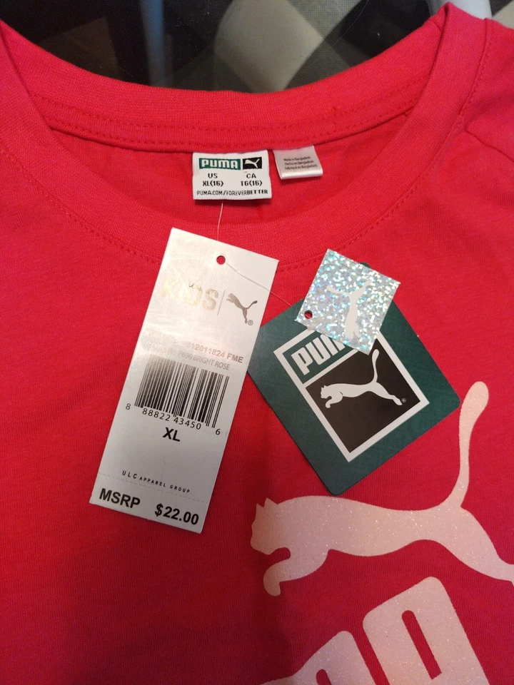 NUEVO CON ETIQUETAS - Camiseta Puma Niñas P696 Rosa Brillante XL 16 NUEVA CON ETIQUETAS Foto 2 de 3