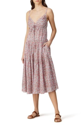Rebecca Taylor La Vie Dress Large Pink Metallic Gold Floral Eva Midi Boho |  eBay