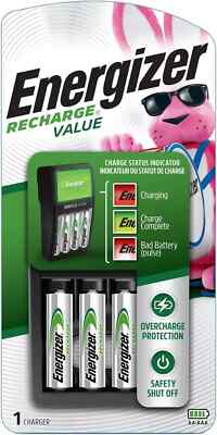 Energizer Rechargeable AA and AAA Battery Charger with 4 AA NiMH Batteries