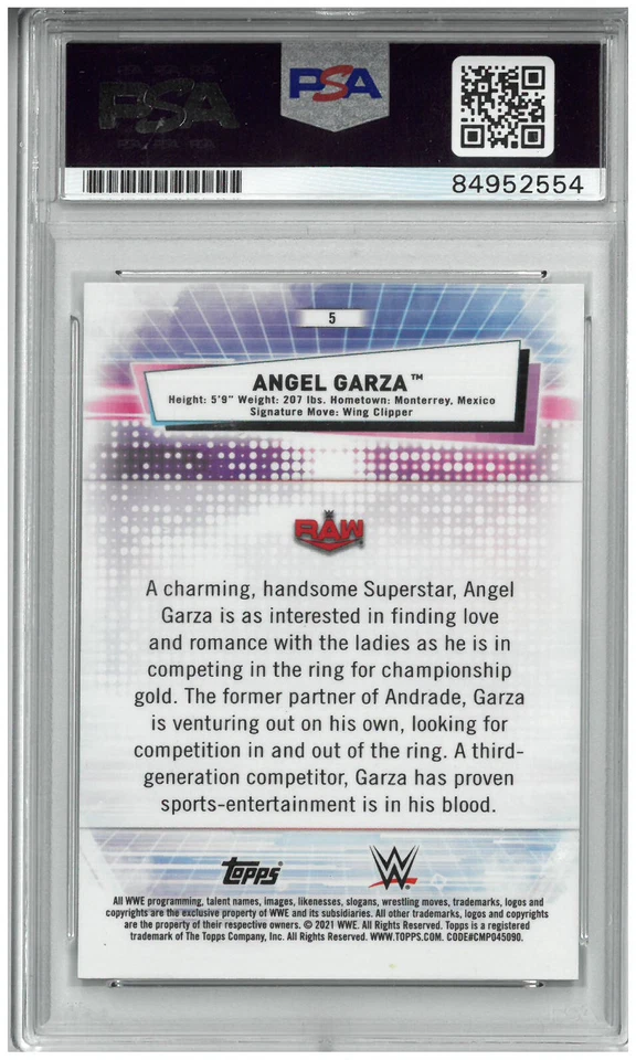 ANGEL GARZA SIGNED AUTOGRAPH SLABBED WWE 2021 TOPPS CHROME CARD 129/150 PSA DNA - Image 2 of 2