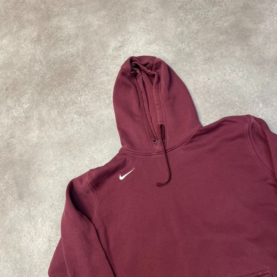 Nike Hoodie Mens Y2K Small Swoosh Pullover Club Logo Sweatshirt, Red, Large image 3