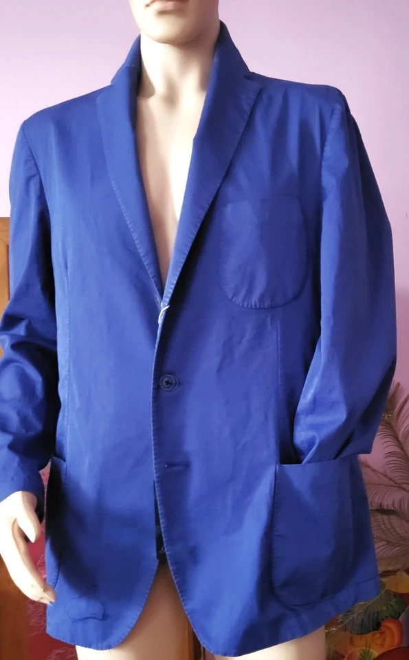 Новый Италия DiCapri napoli синий хлопок выемка лацкан куртка BLAZER размер 56 США L - Изображение 2 из 4