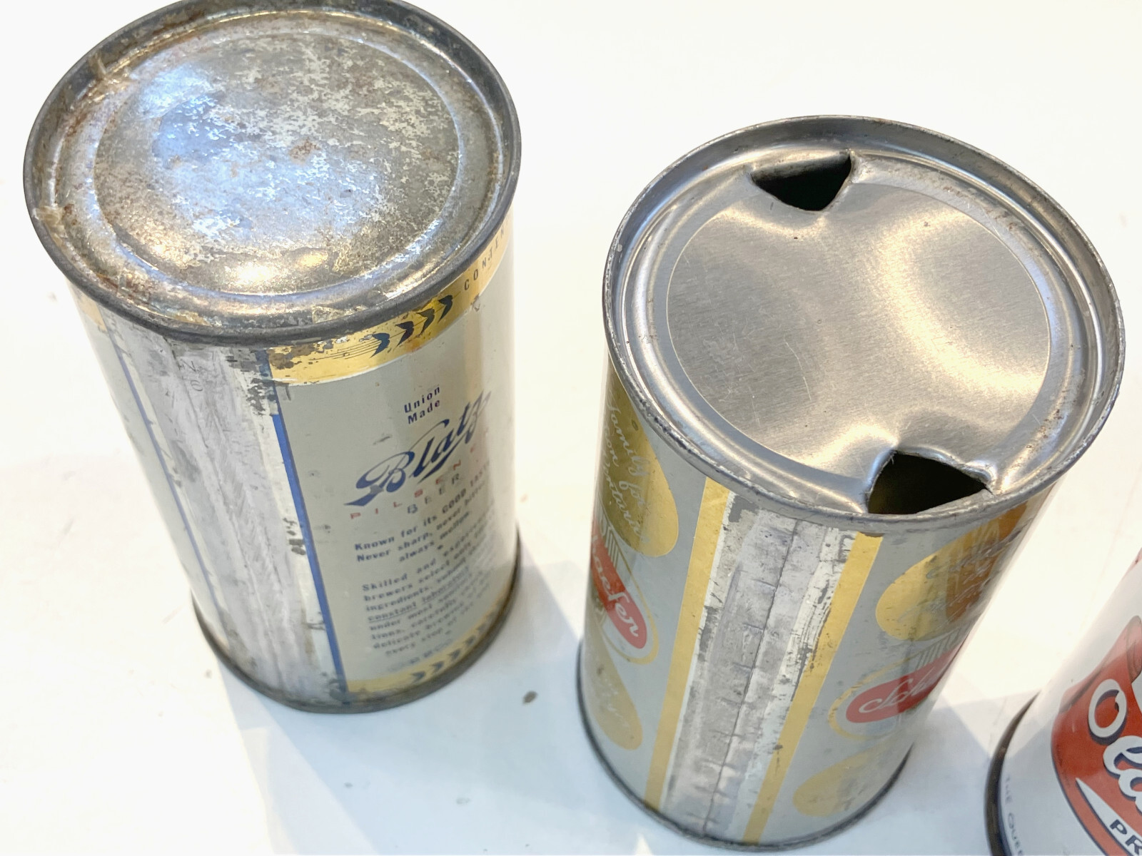 lot of 4 old  beer cans flat top schlitz BLATZ schaefer OLD GERMAN