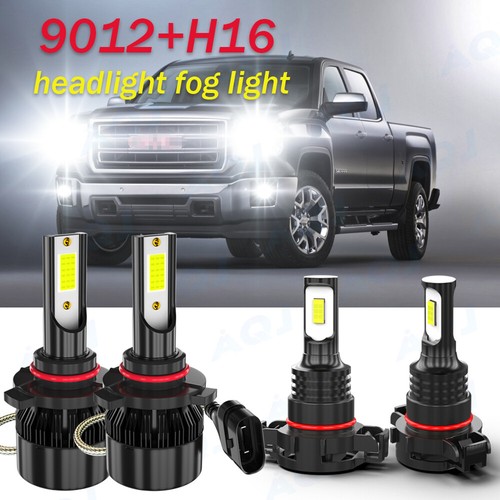 for GMC Sierra 1500 2014 2015 Combo 9012 LED Headlights + 5202 Fog