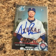 Noah Bremer Signed 2017 Bowman Draft Chrome Auto Rc Texas Rangers
