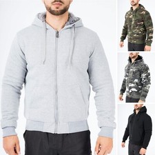 Mens Fur Lined Zip Up Hoodie Hoody Fleece Sherpa Thick Winter Camo Zipped M-3XL 
