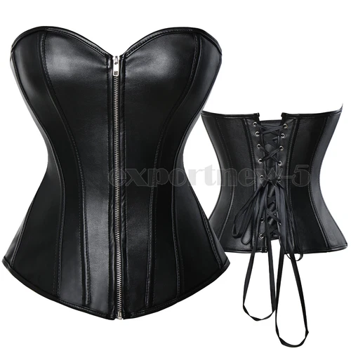 Retro Steampunk Gothic Corset Burlesque Lace Up Basque Top Bustier Waist Cincher - Picture 19 of 27