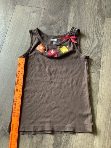 Crazy 8 Girls Tank Top Youth Size M Medium 8 Brown Solid Flowers GUC Summer - Picture 8 of 8