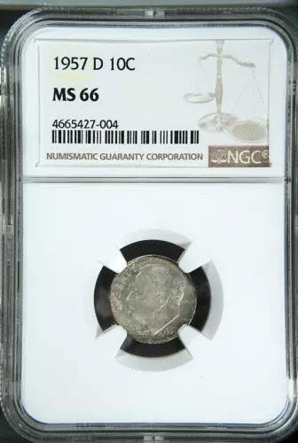 1957-D  10C  Roosevelt Dime NGC MS66   4665427-004