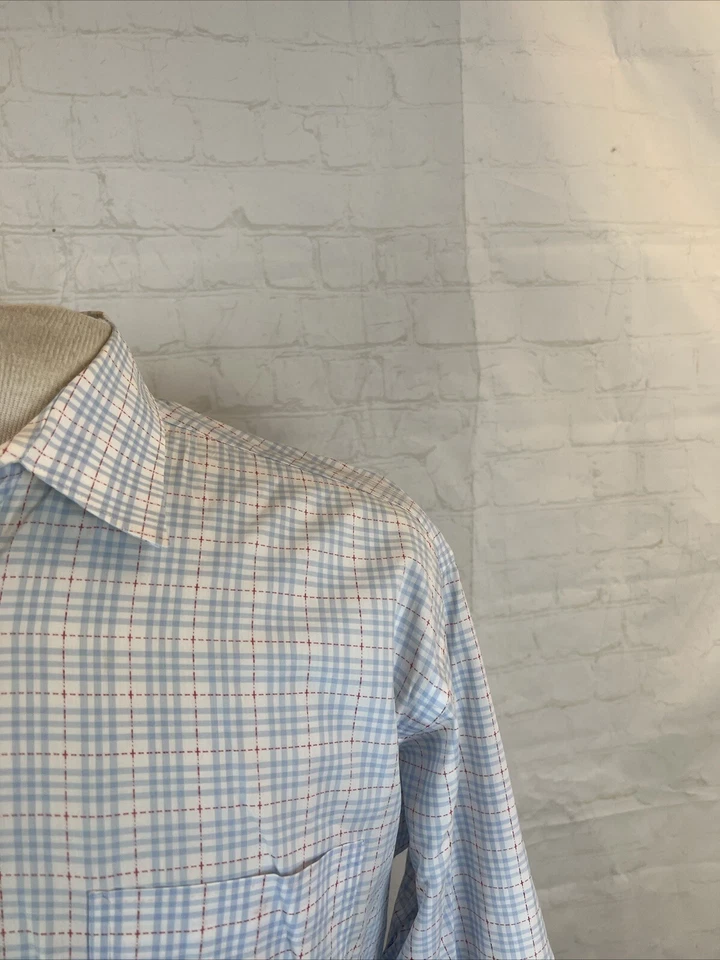 Burberry Men's Blue & Red Plaid Cotton Dress Shirt 16-16.5 - 32/33 $695 - Image 2 of 4