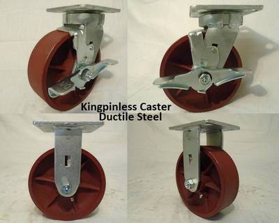 6'' x 2'' Swivel Casters Kingpinless Ductile Steel Wh Brake (2)Rigid(2) 2000lb ea
