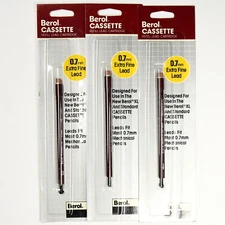 3pcs Berol Refills f/ Cassette and XL Mechanical Pencils 0.7mm HB (15 leads ea)