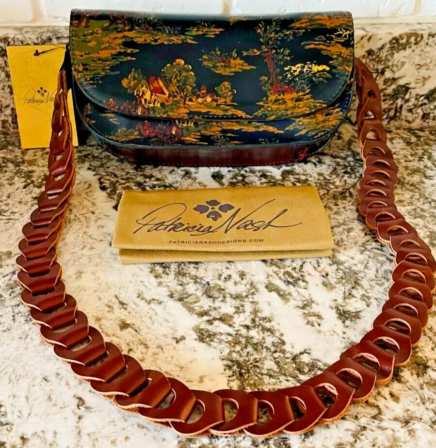 Patricia Nash Kent Countryside Chelsey Leather Chain link Crossbody Bag NWT