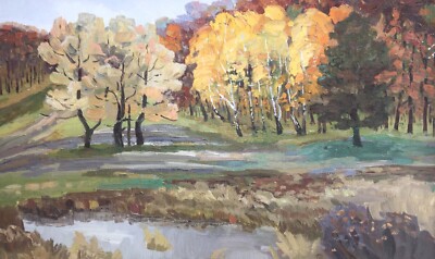 Oil Painting Unframed Autumn Forest Dyachenko V Original Painting Artwork n251