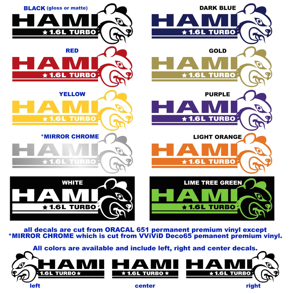Наклейки Hami 1,6 л Turbo упаковка 3 шт. для KIA Soul доступны в нескольких цветах - Изображение 3 из 4
