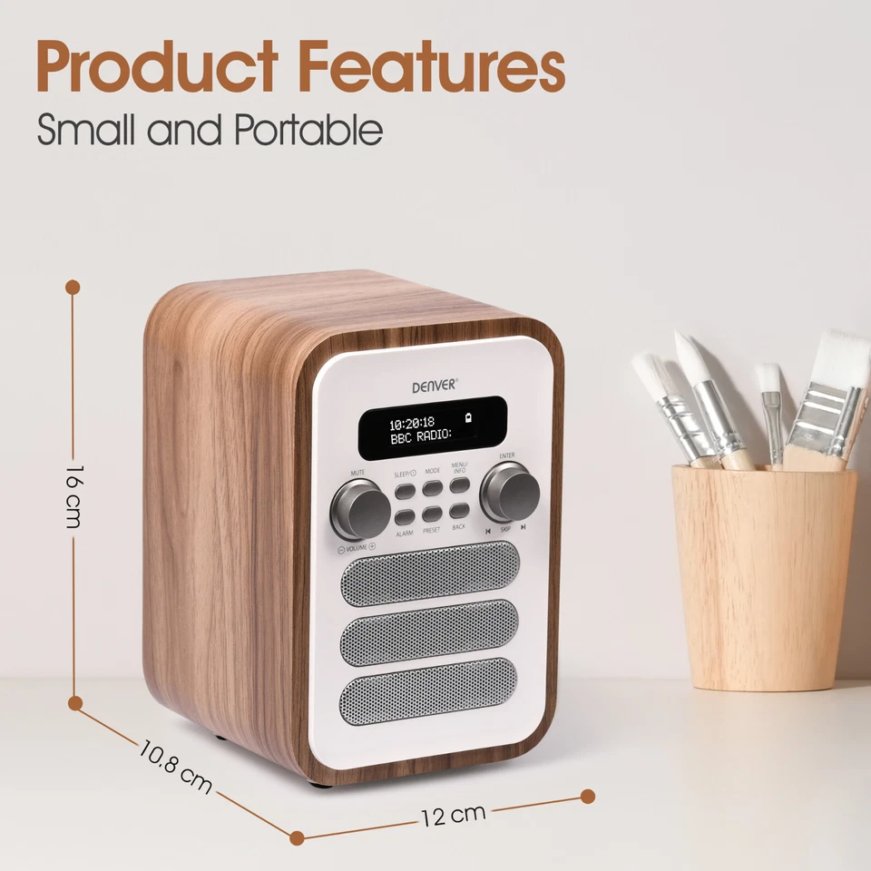 DAB Radio Bluetooth Large Remote Control FM  Dual Alarms Denver DAB-48 White - Image 4 of 4