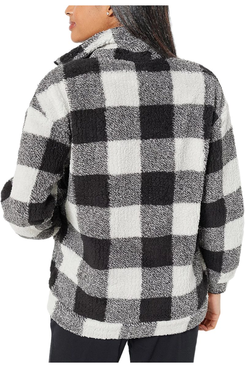 ★ ★ [CK ACC] Women's Black White CKJ Sherpa Sad Women's Walker Sherpa Jacket - Black/Cream | BOXRAW
