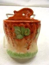 Vintage Hand Painted Porcelain Mini Wall Pocket Leaf & Grapes 13c